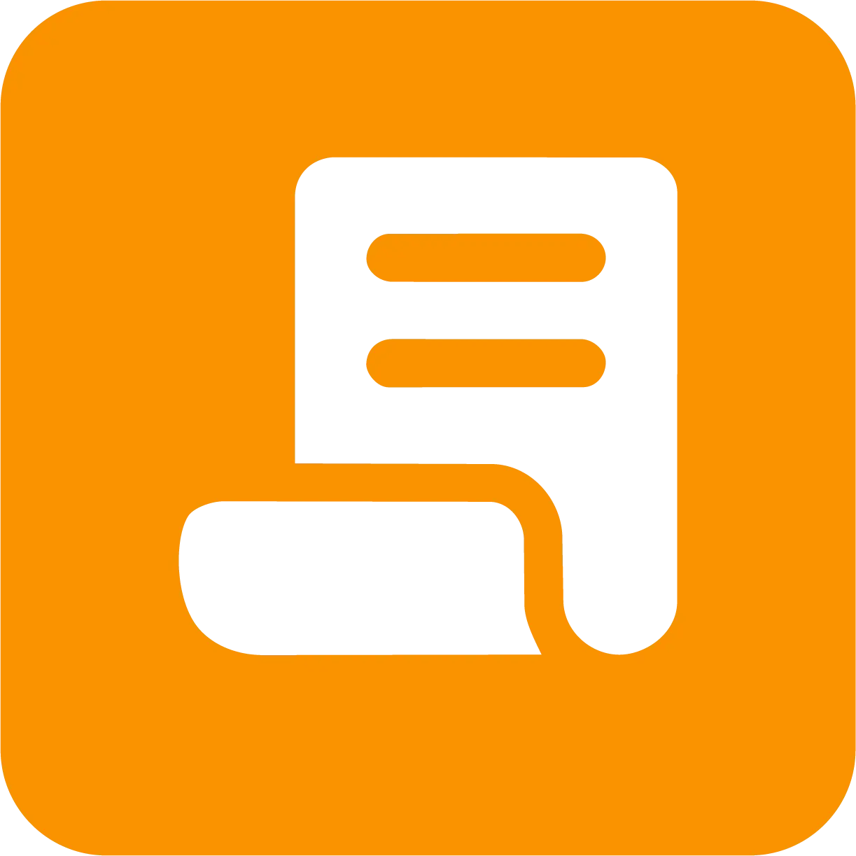 Icono blanco de documento sobre fondo naranja, representante de la plataforma de gestión documental de PlanOk.